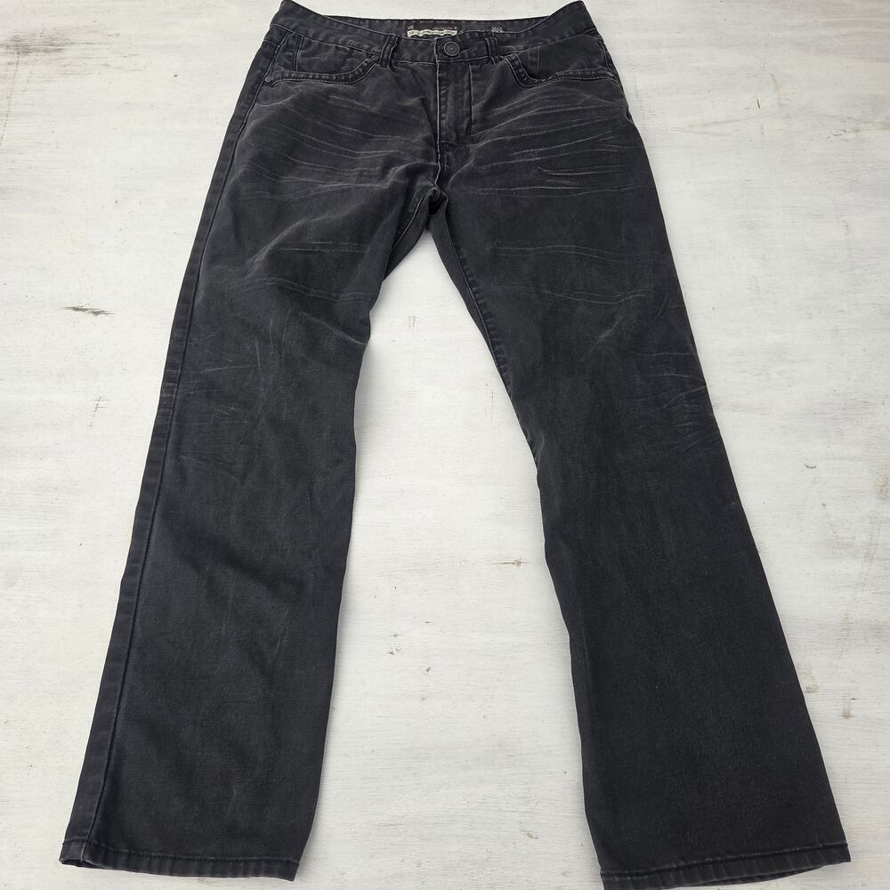 Division E D-98 Jeans Vtg 32x30 Straight leg Black Street wear Y2K Distressed